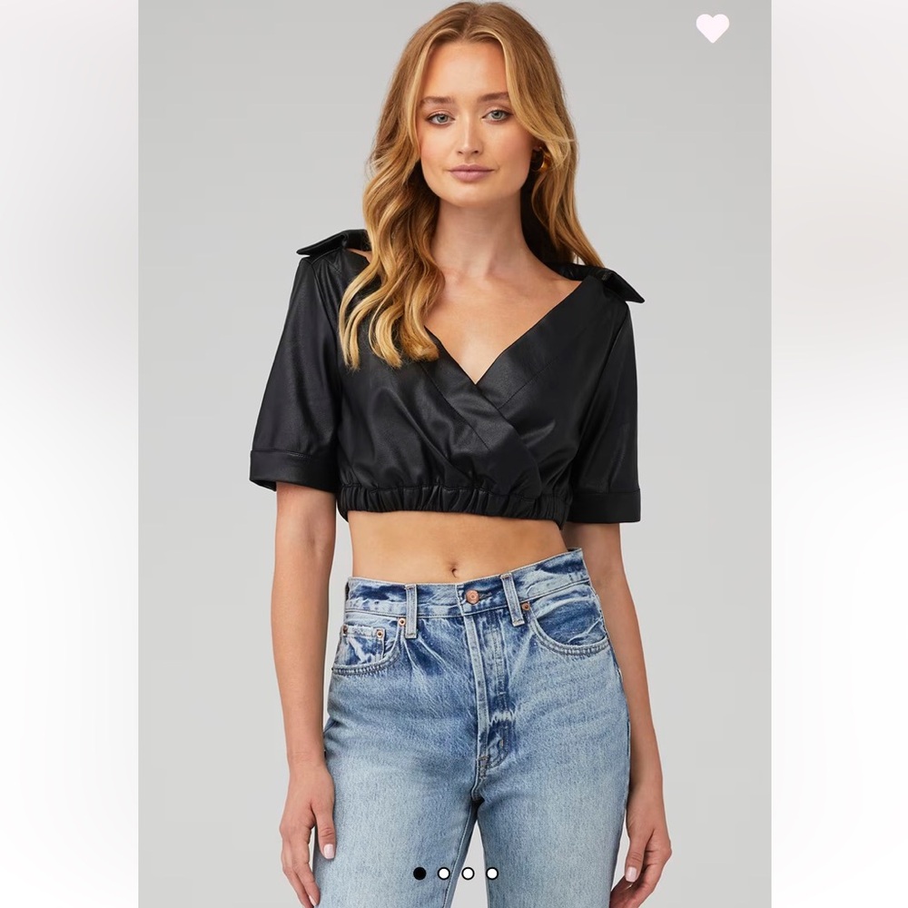 NONchalant Black Faux Leather KATE TOP- NWOT - Picture 7 of 7
